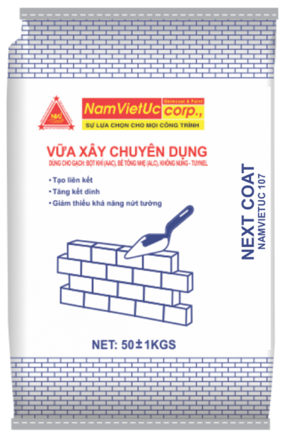 Vữa Xây(trát) NAMVIETUC 107 (dùng cho gạch Tuynel Mac 50) 		