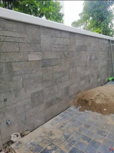 Đá tổ ong xám ốp tường rào