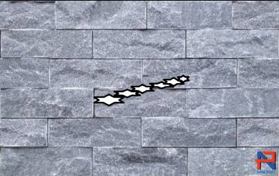 Đá bóc đen ánh kim ốp tường kích thước 75x200 mm