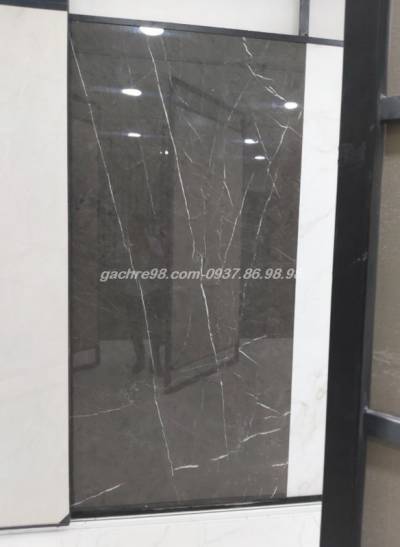 Gạch bóng kiếng 120x240 đen vân trắng giá rẻ nhập khẩu Ấn Độ