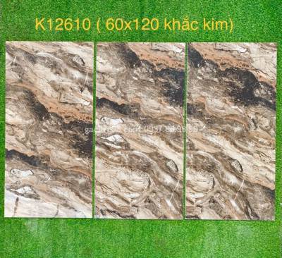 Gạch màu nâu vân đá 600x1200 khắc kim nhập khẩu Trung Quốc