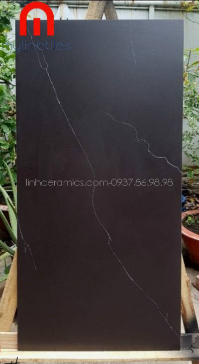 Gạch 600x1200 đen vân trắng nhám hạt đường