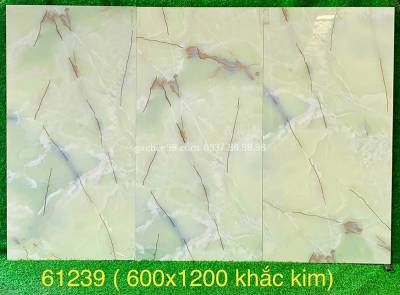 Gạch 60x120 màu xanh ngọc bích khắc kim Trung Quốc cao cấp