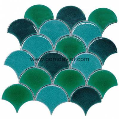 Gạch mosaic men rạn trộn màu 50×50 16