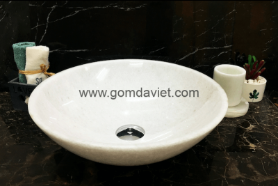 Lavabo đá tự nhiên 45 – Trắng Ý Mỏng