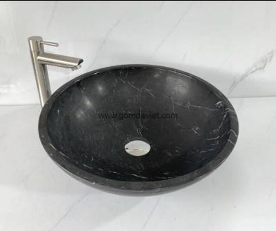 Lavabo đá tự nhiên 48 – Đen Ý Mỏng Mờ