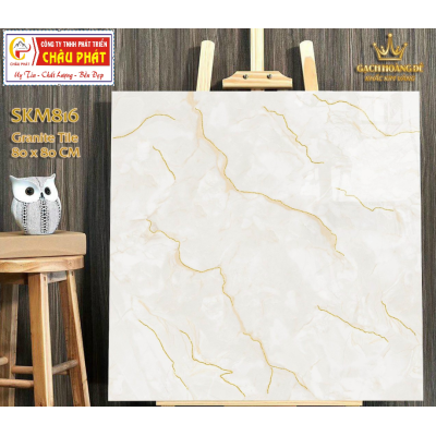 GẠCH LÁT NỀN - ỐP MẶT TIỀN 80X80 KHẮC KIM VÀNG SKM816