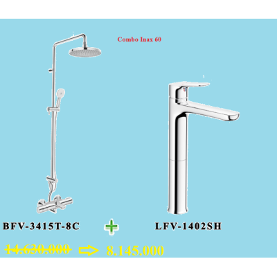 COMBO INAX SEN CÂY BFV-3415-8C + VÒI LAVABO LFV-1402SH