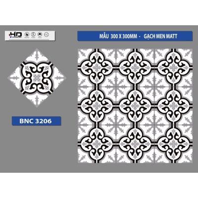 GẠCH BÔNG TRANG TRÍ 30X30 BNC3206