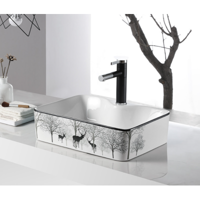 CHẬU RỬA LAVABO ĐẶT BÀN C12A HÌNH CHỮ NHẬT CON HƯƠU