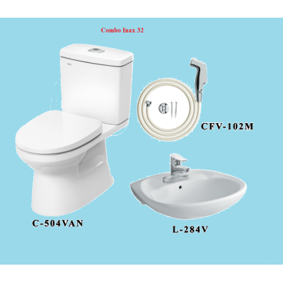 COMBO BỒN CẦU INAX C-504VA + LAVABO L-284V + VÒI XỊT CFV-102M