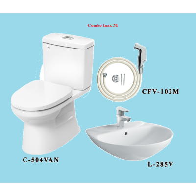 COMBO BỒN CẦU INAX C-504VA + LAVABO L-285V + VÒI XỊT CFV-102M