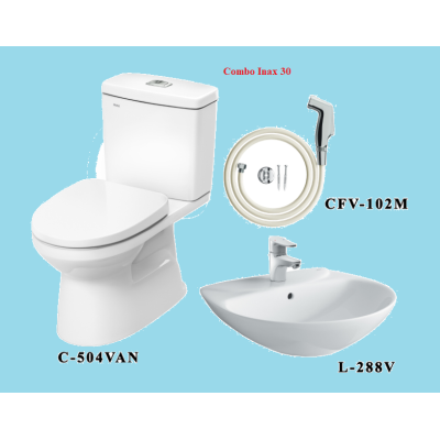 COMBO BỒN CẦU INAX C-504VA + LAVABO L-288V + VÒI XỊT CFV-102M