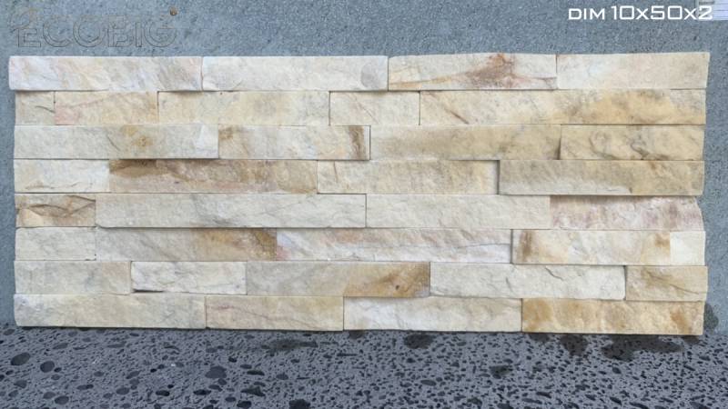 Đá ghép Nghệ An màu vàng 10x50cm 		