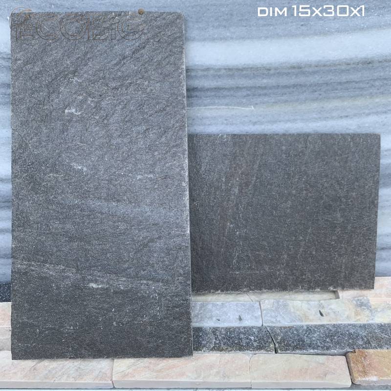 Đá Slate Đà Nẵng màu đen 15x30cm 		