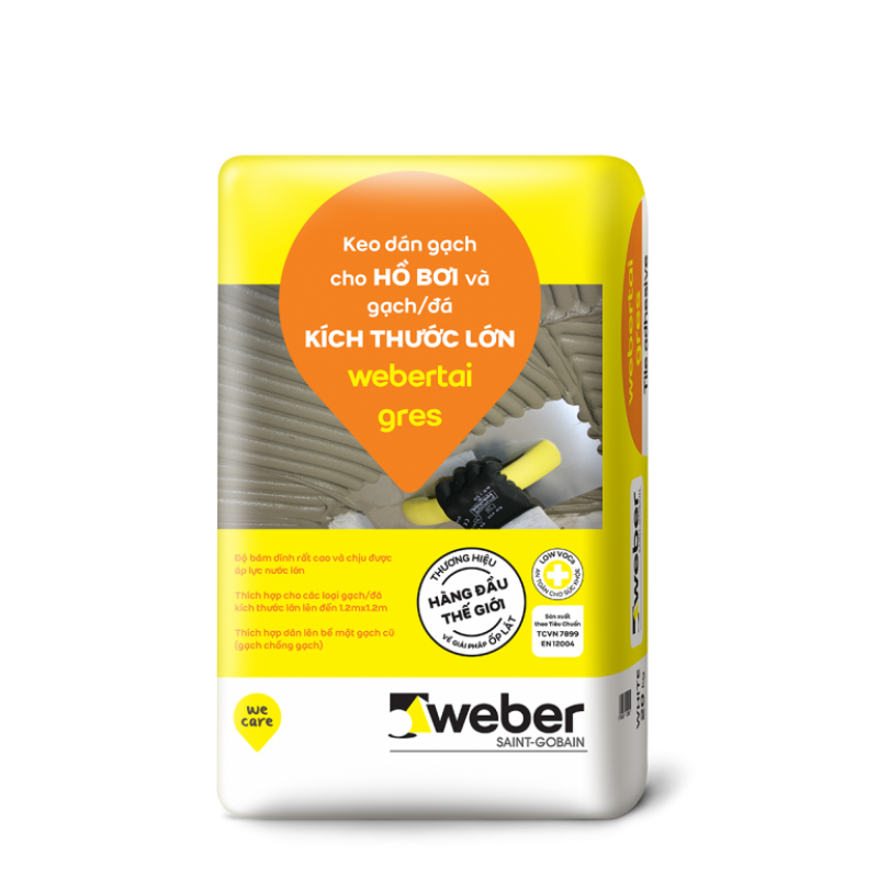 Keo dán gạch cho hồ bơi webertai gres 		