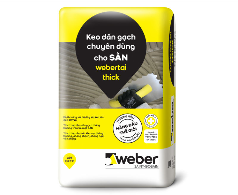 Keo dán gạch gốc xi măng webertai thick 		